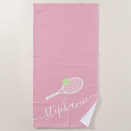 Personalisierter Tennistrainer Monogramm Pink Strandtuch