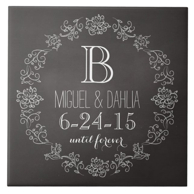 Personalisierter Termin für das Hochzeitsdatum der Fliese (Vorderseite)