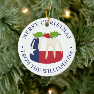 Personalisierter TEXAS-FLAGGE-WEIHNACHTSPUDDING-Ge Keramik Ornament