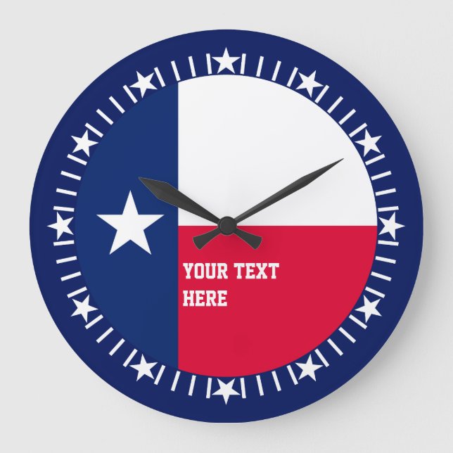 Personalisierter Texas-Staats-Flaggen-Entwurf auf Große Wanduhr (Vorderseite)