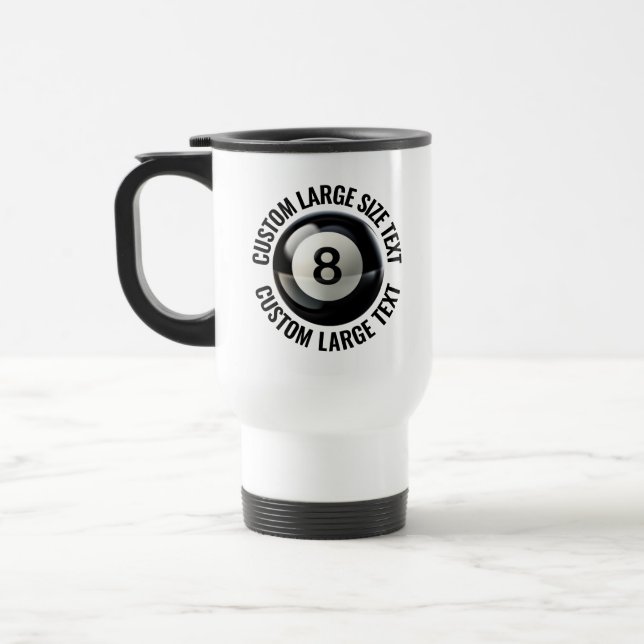 Personalisierter Text 15oz. Weißer Custom 8 Ball Reisebecher (Links)