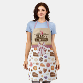 Personalisierter Text, Aquarellpinke, Kuchen und B Schürze
