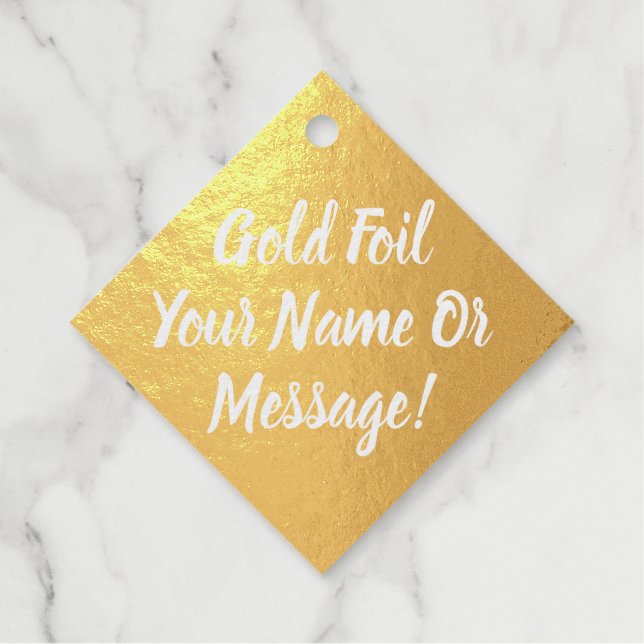 Personalisierter Text auf der Goldfolie Geschenkanhänger (Vorderseite)