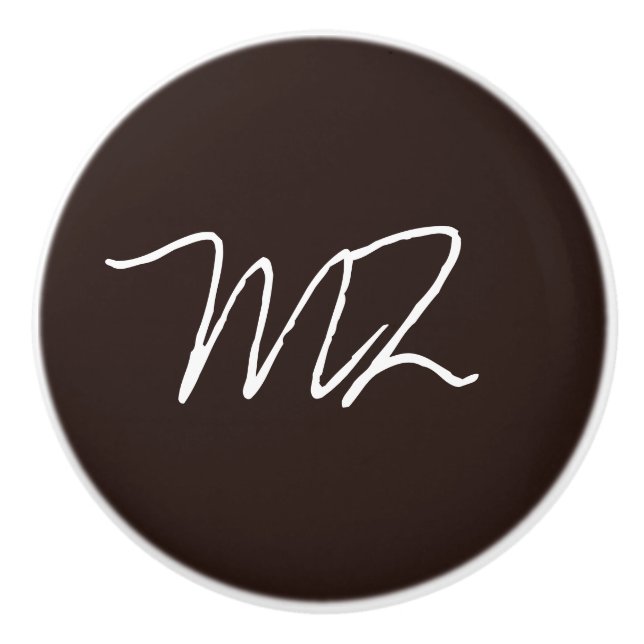 Personalisierter Text auf dunkler Schokolade Keramikknauf (Vorderseite)