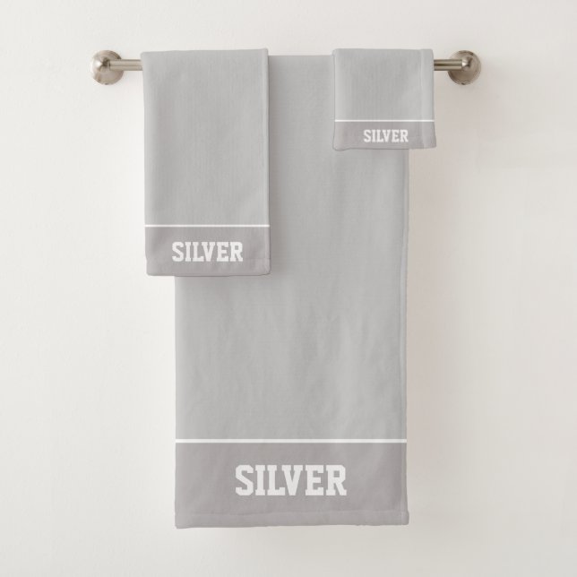 Personalisierter Text auf Light Silver Grau Badhandtuch Set (Insitu)