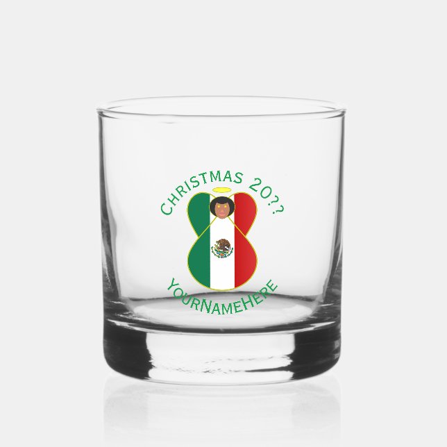 Personalisierter Text der Angel-Weihnachtsflagge Whiskyglas (Vorderseite)