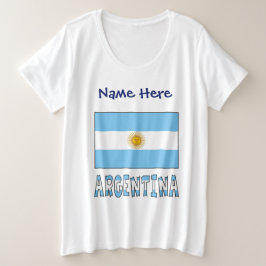 Personalisierter Text der argentinischen Flagge Große Größe T-Shirt