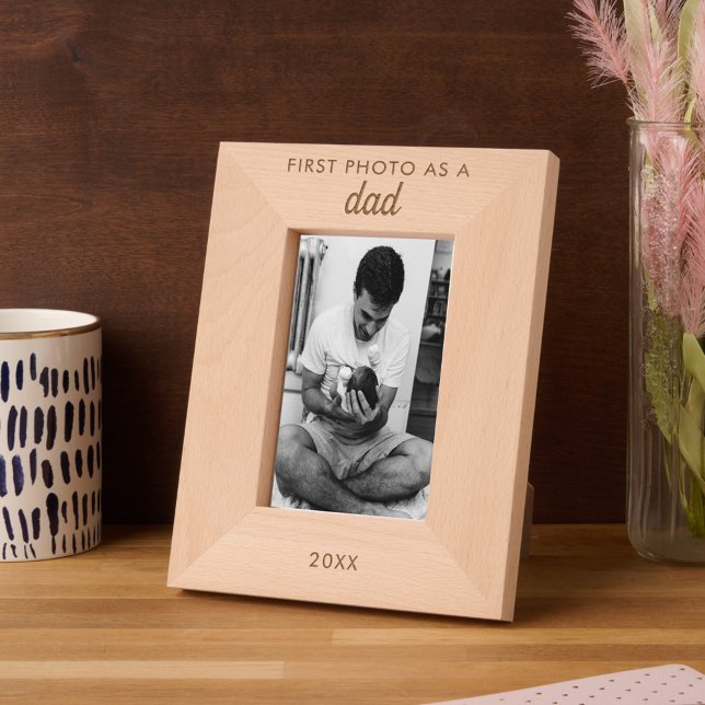 Personalisierter Text eingraviert Erstes neues Pap Geätzte Rahmen (Personalized Text Engraved First New Dad Photo)