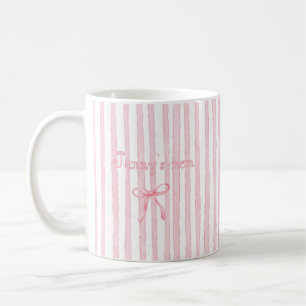 Personalisierter Text Foto Rosa Streifen Coquette Kaffeetasse
