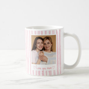 Personalisierter Text Foto Rosa Streifen Coquette Kaffeetasse