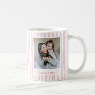 Personalisierter Text Foto Rosa Streifen Coquette Kaffeetasse
