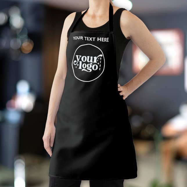 Personalisierter Text für das Logo "Black Custom B Schürze (Black Custom Business Apron Logo Text Personalized)