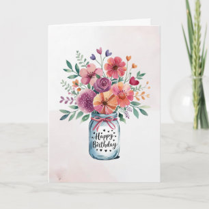 Personalisierter Text Happy Birthday Floral Bouque Karte