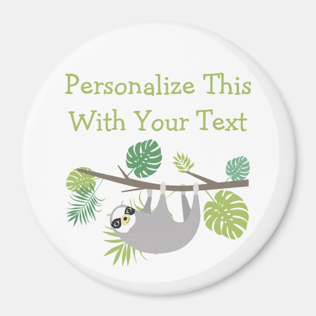 Personalisierter Text Lustiger Hängender Faultier Magnet (Vorne)
