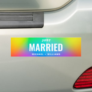 Personalisierter Text Nur verheiratet Regenbogen G Autoaufkleber