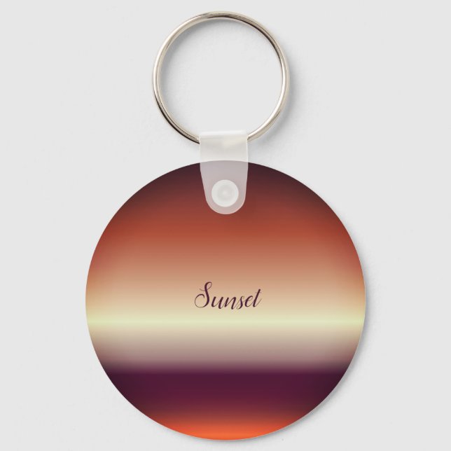 Personalisierter Text Sunset Lila Button Schlüssel Schlüsselanhänger (Vorderseite)