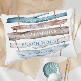 Personalisierter Text, Thema Strandküste Driftwood Dekokissen