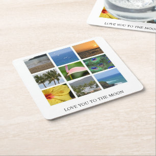 Personalisierter Text und Foto Collage Hawaii Wedd Rechteckiger Pappuntersetzer