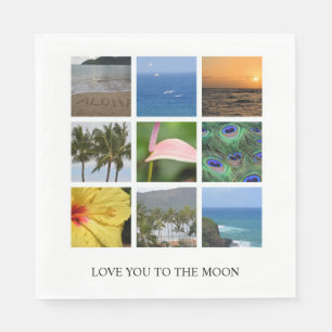 Personalisierter Text und Foto Collage Hawaii Wedd Serviette