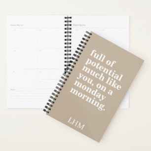PERSONALISIERTER TEXT UND NAME INITIAL MONTAG MORG PLANER