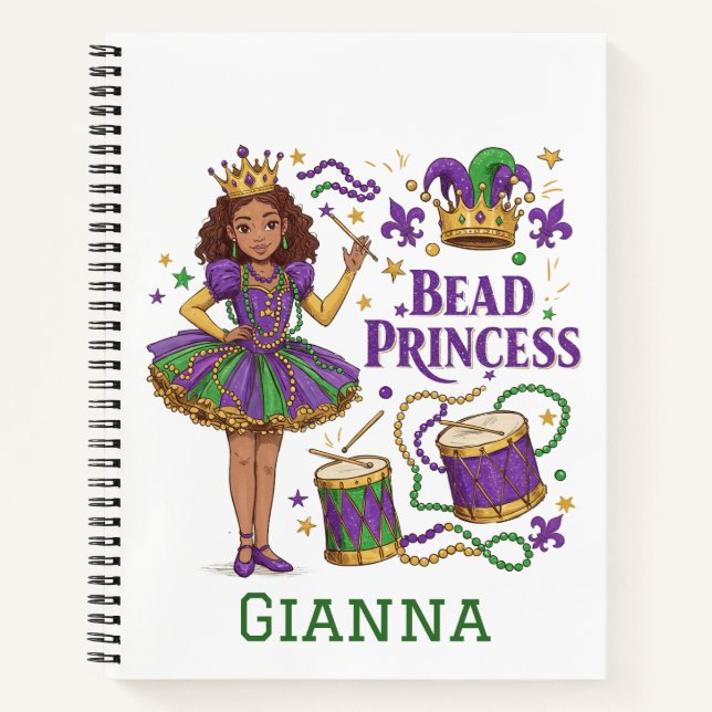 Personalisierter Text von Bead Princess - Mardi Gr Notizbuch (Vorderseite)