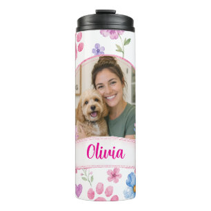 Personalisierter Thermobecher mit Haustierfoto und Thermosbecher