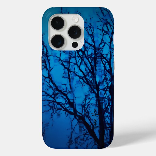 Personalisierter Thru das Glas, weinend Bäume blau Case-Mate iPhone Hülle (Rückseite)