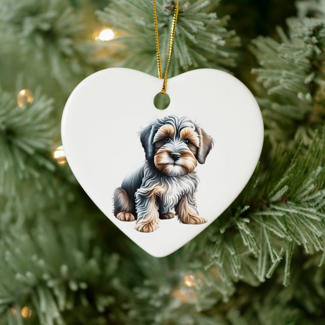 Personalisierter Tibeter Terrier Puppy Keramik Ornament (Baum)