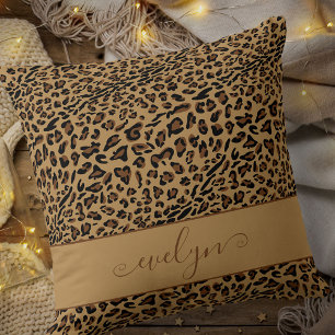 Personalisierter Tier-Leoparden-Druck Braun und Sc Kissen