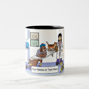 Personalisierter Tierarzt - Cartoon Zweifarbige Tasse