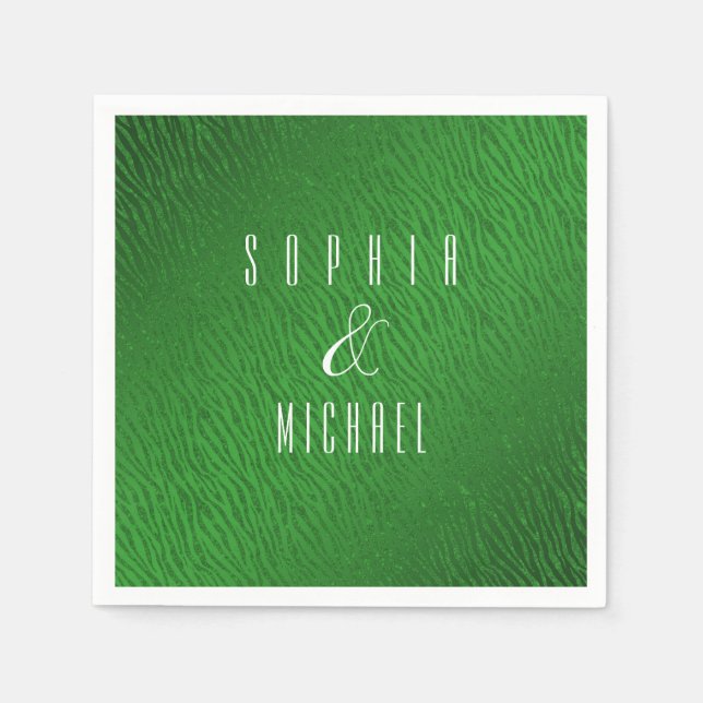 Personalisierter TIERPrint Green Glitzer Glam Serviette (Vorderseite)