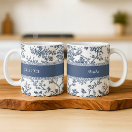 Personalisierter Toile De Jouy Becher mit individu Kaffeetasse