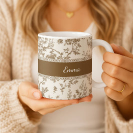 Personalisierter Toile De Jouy Becher mit individu Kaffeetasse
