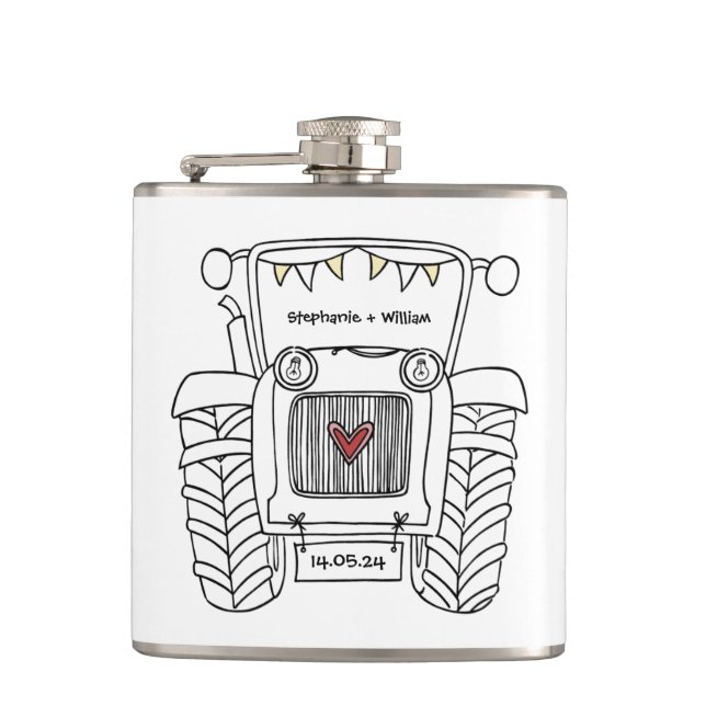 Personalisierter Traktor Flachmann (Vorderseite)