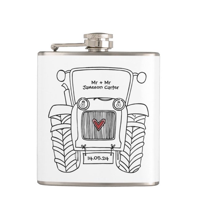 Personalisierter Traktor Flachmann (Vorderseite)
