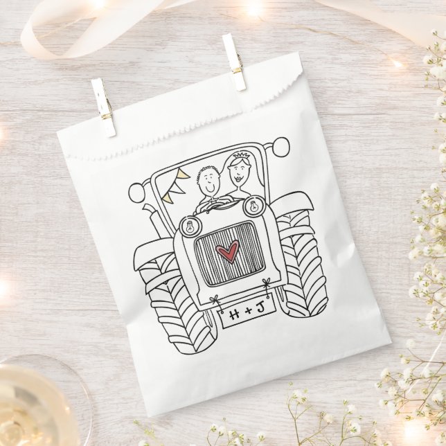 Personalisierter Traktor Land Wedding Gefallen Tas Geschenktütchen (Ausgeschnitten)