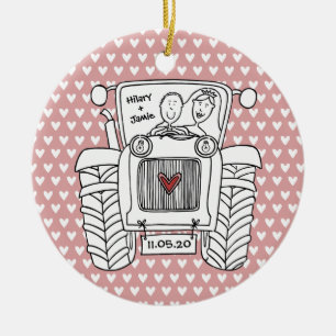 Personalisierter Traktor Weihnachtsdekoration Keramik Ornament