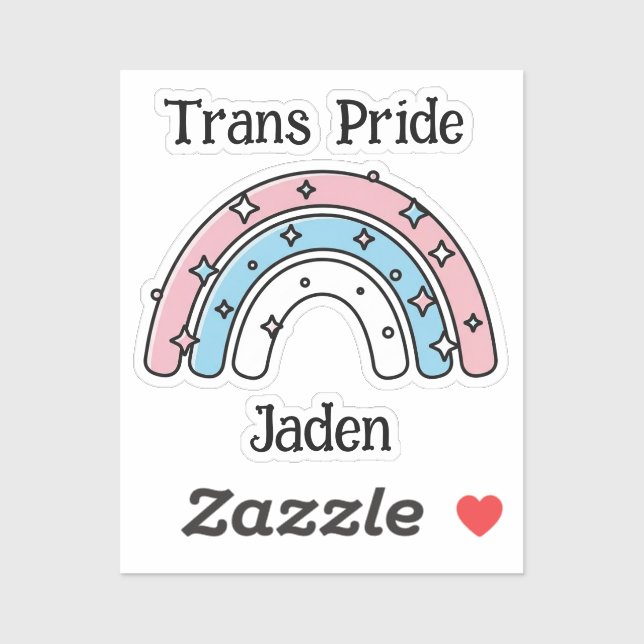 Personalisierter Transgender-Regenbogen | LGBTQIA+ Aufkleber (Blatt)