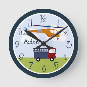 Personalisierter Transport Kinderuhr Runde Wanduhr