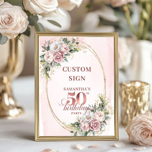 Personalisierter Träumerischer Rosafarben Floral 5 Poster