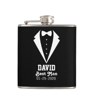 Personalisierter Trauzeuge Black Flask Geschenk Flachmann