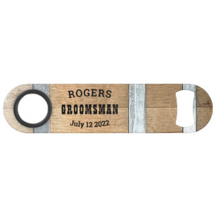 Personalisierter Trauzeuge Whiskey Barrel Speed Flaschenöffner