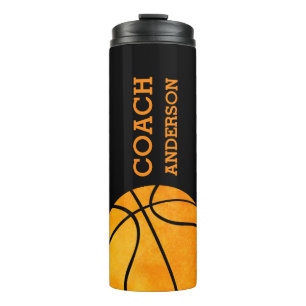 Personalisierter trendiger moderner orangefarbener thermosbecher