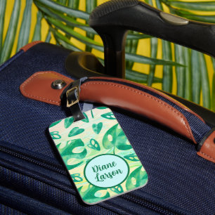 Personalisierter Tropical Monstera Leaf Green Luxu Gepäckanhänger
