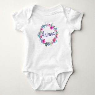 Personalisierter tropischer Blumenbodysuit des Baby Strampler