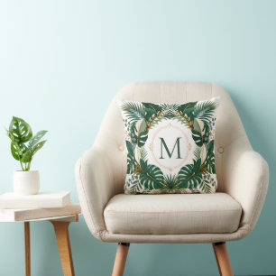 Personalisierter tropischer botanischer Monogramm- Kissen