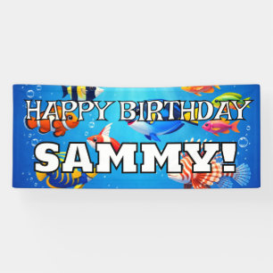 Personalisierter tropischer Fisch HAPPY BIRTHDAY Banner