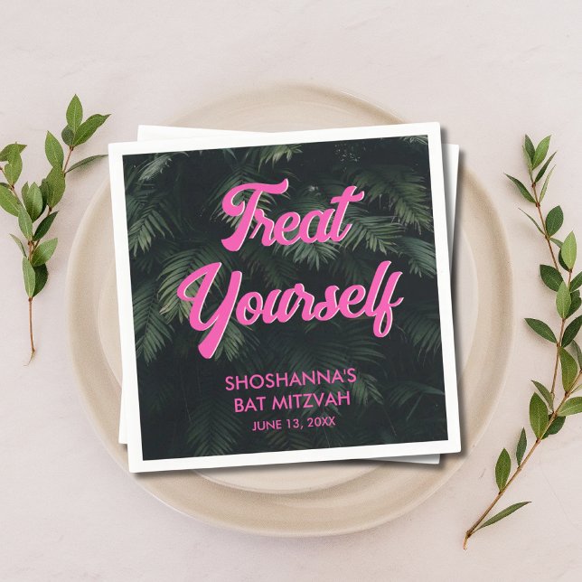 Personalisierter tropischer Neon Bat Mitzvah Napki Serviette (Personalized Tropical Neon Bat Mitzvah Napkins)