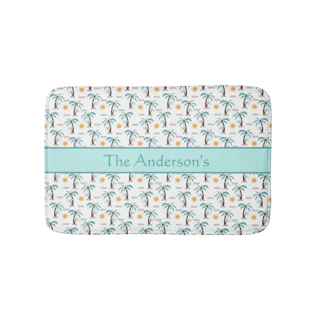 Personalisierter tropischer Palmenbaum Sonnenschei Badematte (Vorderseite)