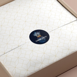 Personalisierter tropischer Sonnenuntergang Ananas Runder Aufkleber